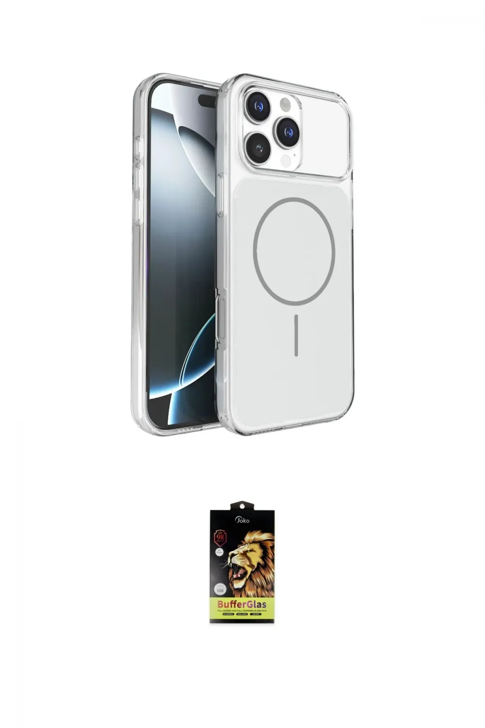ieg™ iPhone 16 Pro Max Kılıf Kutup Doku Serisi - Siyah Buffer Cam Ekran Koruyucu