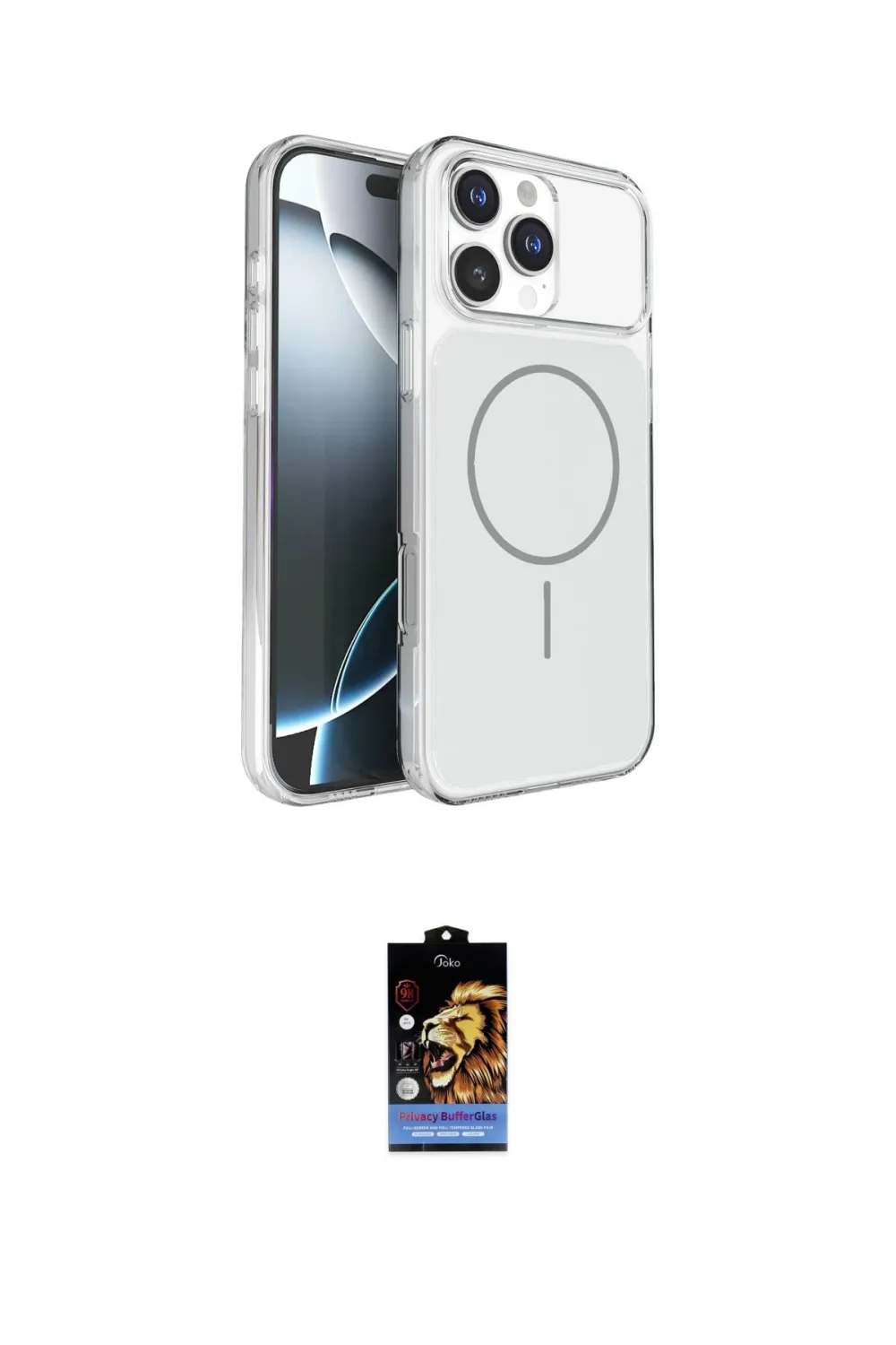 ieg™ iPhone 16 Pro Max Kılıf Kutup Doku Serisi - Siyah Buffer Hayalet Cam Ekran Koruyucu