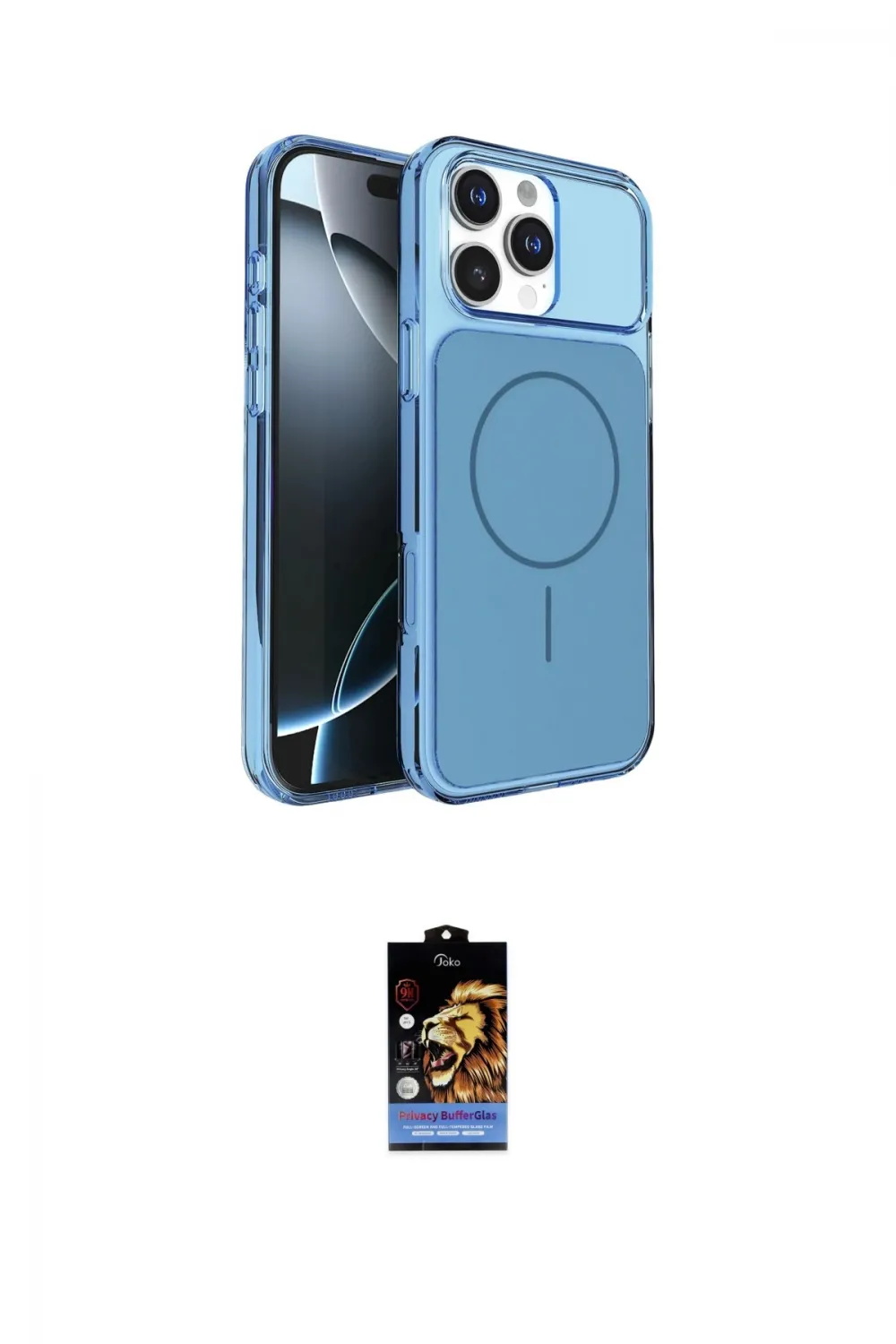 ieg™ iPhone 16 Pro Max Kılıf Kutup Doku Serisi - Siyah Buffer Hayalet Cam Ekran Koruyucu