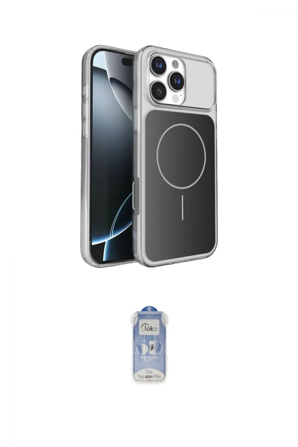 ieg™ iPhone 16 Pro Max Kılıf Kutup Doku Serisi - Siyah Joko Magic 5D Cam