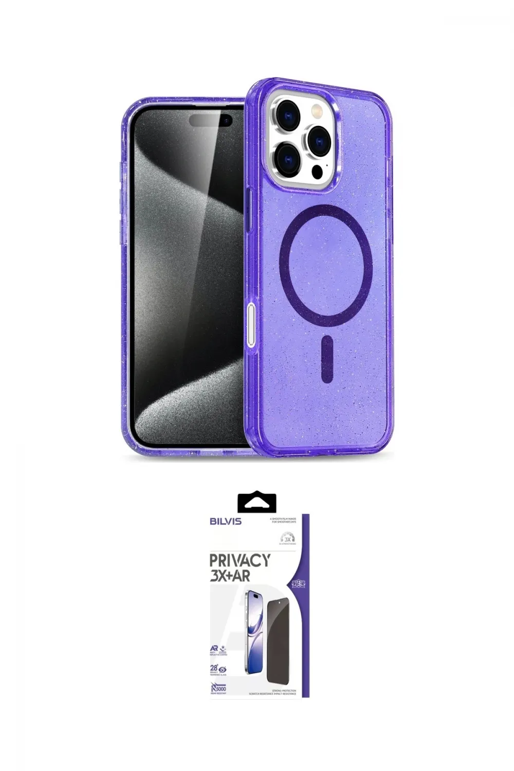 ieg™ iPhone 16 Pro Max Kılıf Nova Asil Prime - Siyah Bilvis 3X AR Hayalet Cam Ekran Koruyucu
