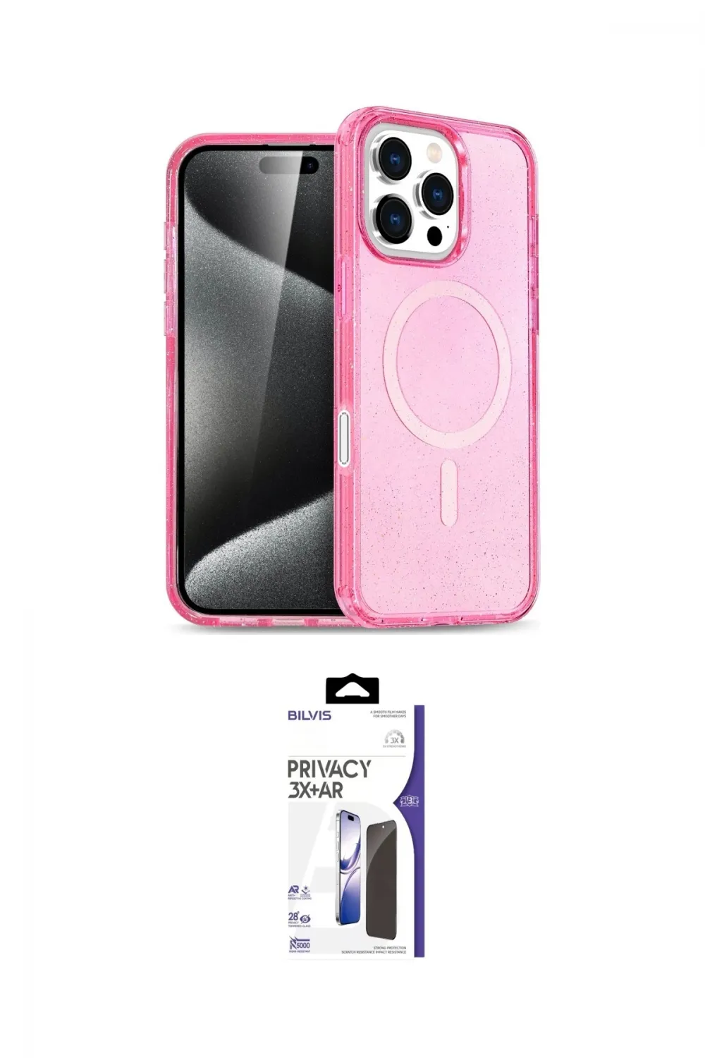 ieg™ iPhone 16 Pro Max Kılıf Nova Asil Prime - Siyah Bilvis 3X AR Hayalet Cam Ekran Koruyucu