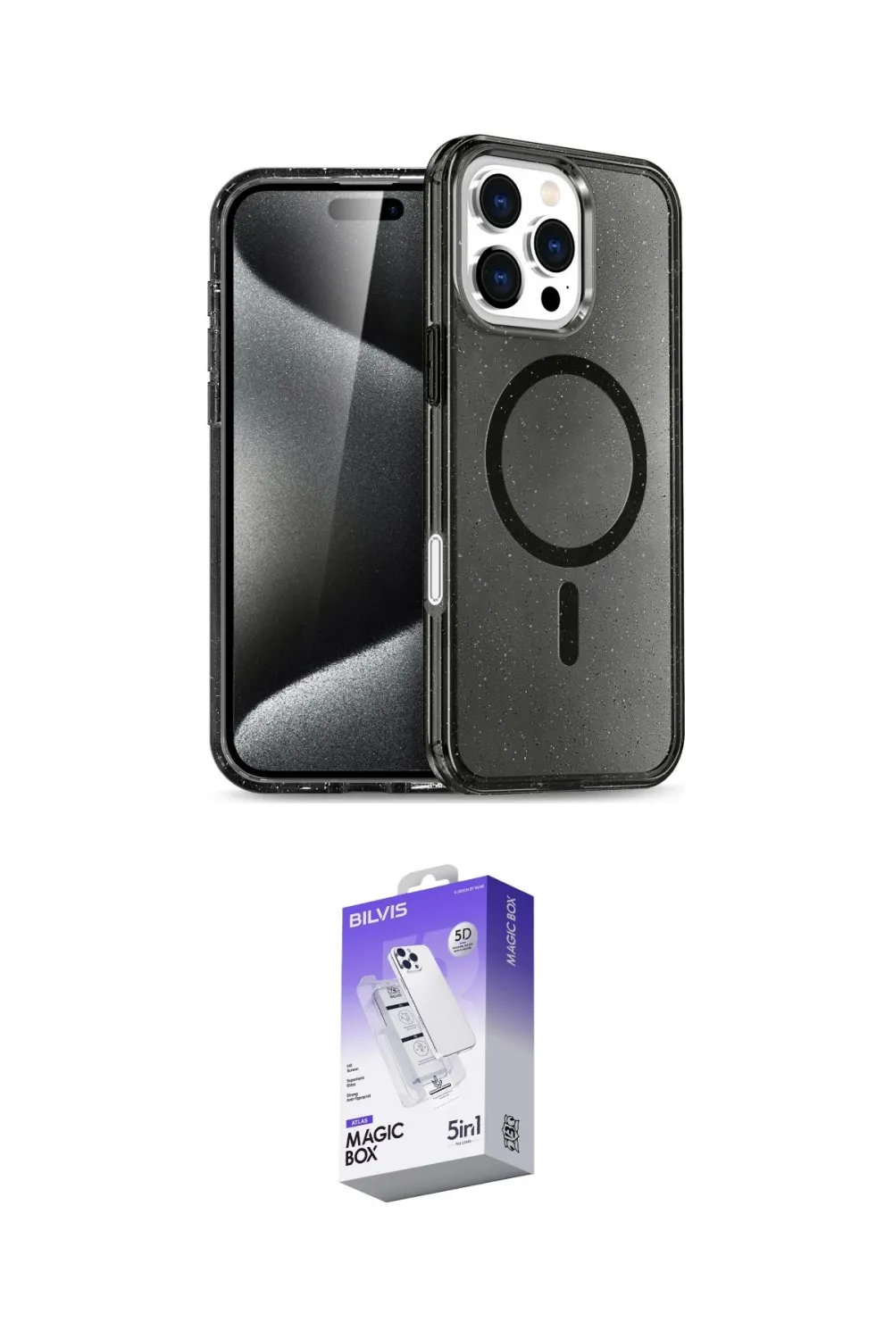 ieg™ iPhone 16 Pro Max Kılıf Nova Asil Prime - Siyah Bilvis 5in1 3D Magic Cam Ekran Koruyucu