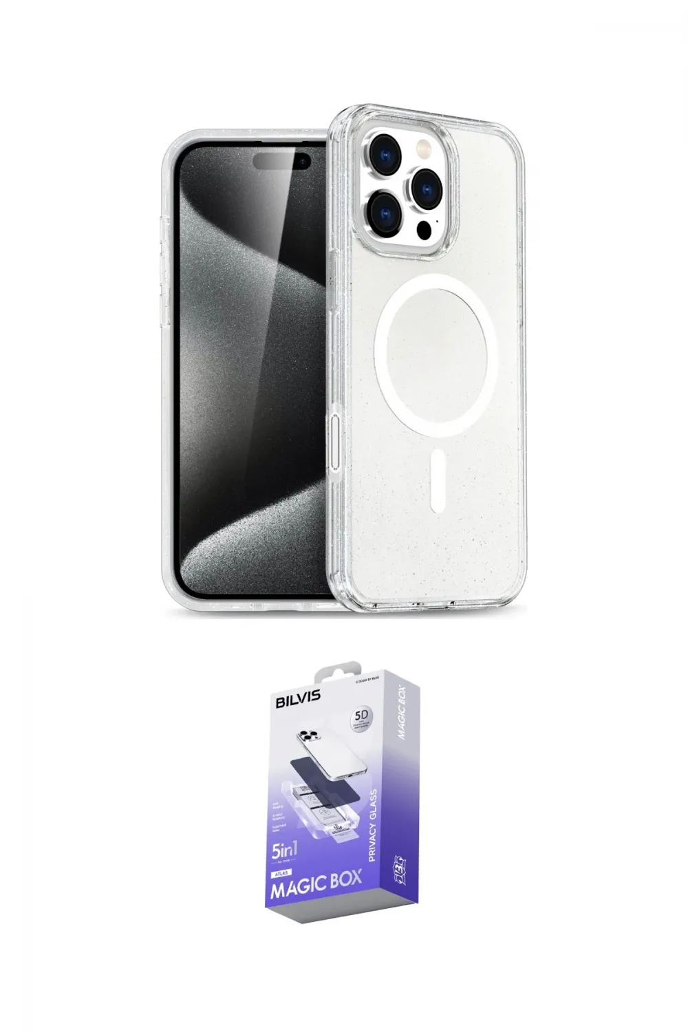 ieg™ iPhone 16 Pro Max Kılıf Nova Asil Prime - Siyah Bilvis 5in1 5D Magic Hayalet Cam Ekran Koruyucu