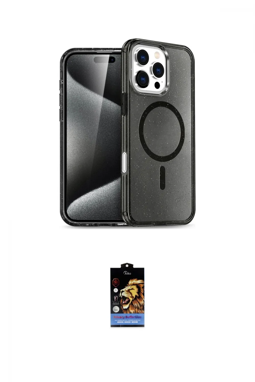 ieg™ iPhone 16 Pro Max Kılıf Nova Asil Prime - Siyah Buffer Hayalet Cam Ekran Koruyucu