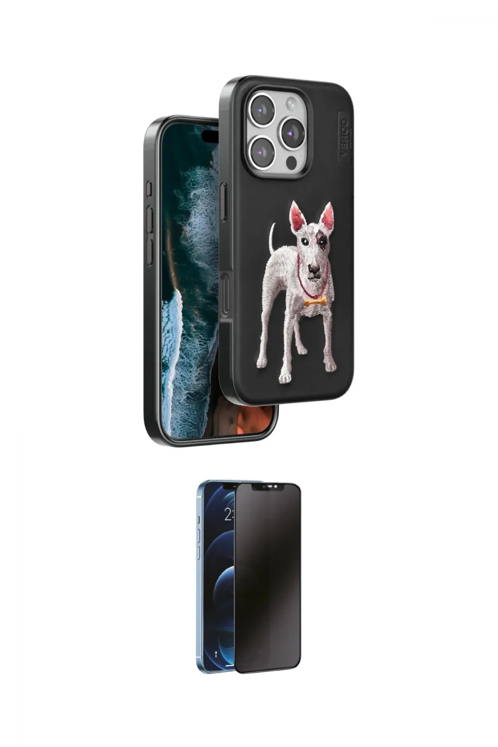 ieg™ iPhone 16 Pro Max Kılıf Nova Form Koleksiyonu - Siyah 3D Antistatik Hayalet Cam Ekran Koruyucu