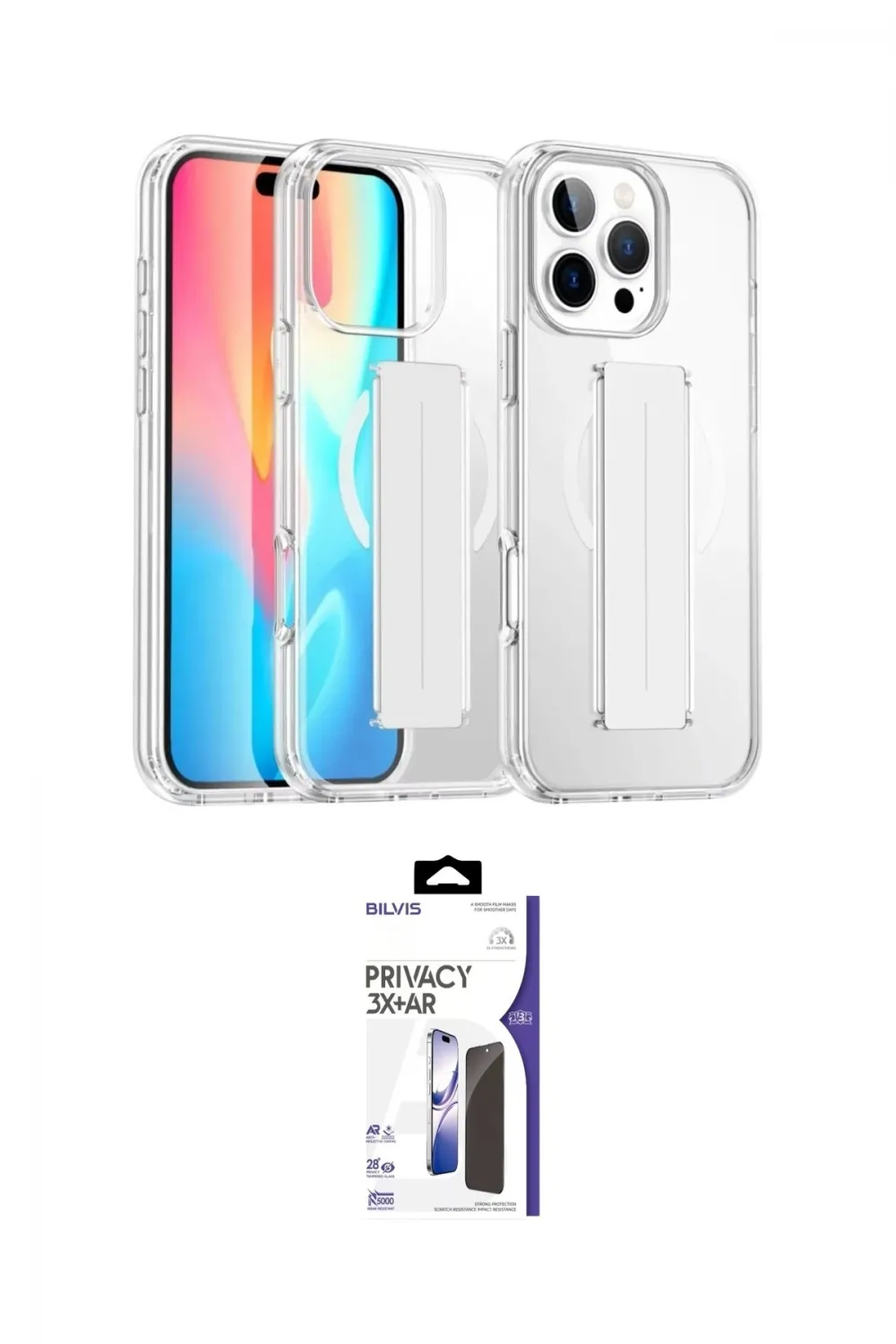 ieg™ iPhone 16 Pro Max Kılıf Nova Işık Koleksiyonu - Siyah Bilvis 3X AR Hayalet Cam Ekran Koruyucu