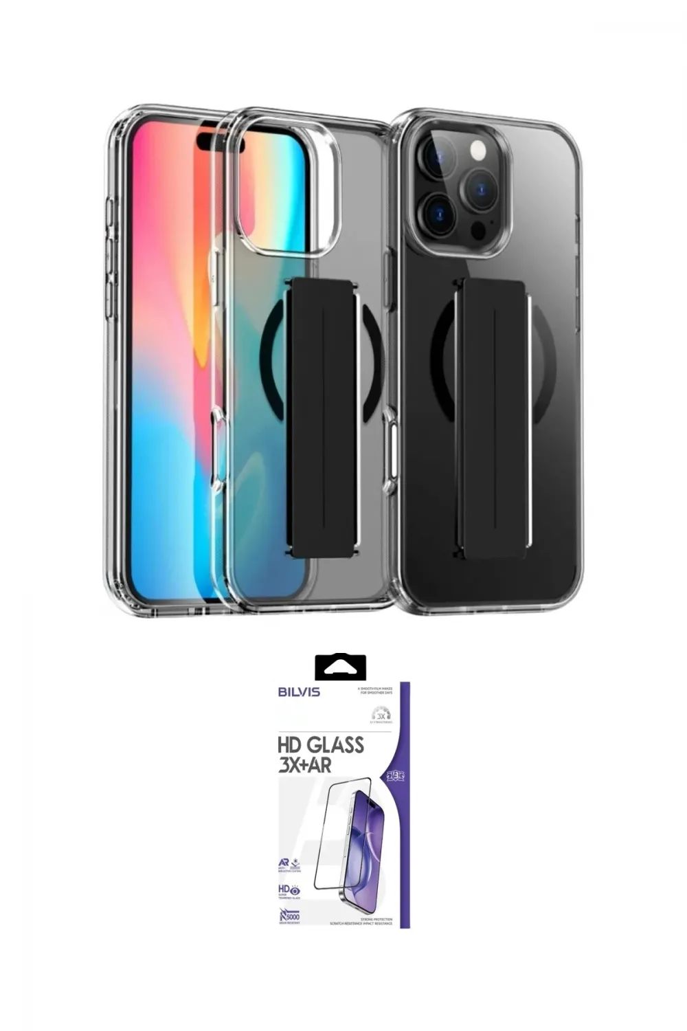 ieg™ iPhone 16 Pro Max Kılıf Nova Işık Koleksiyonu - Siyah Bilvis 3X AR HD Cam Ekran Koruyucu