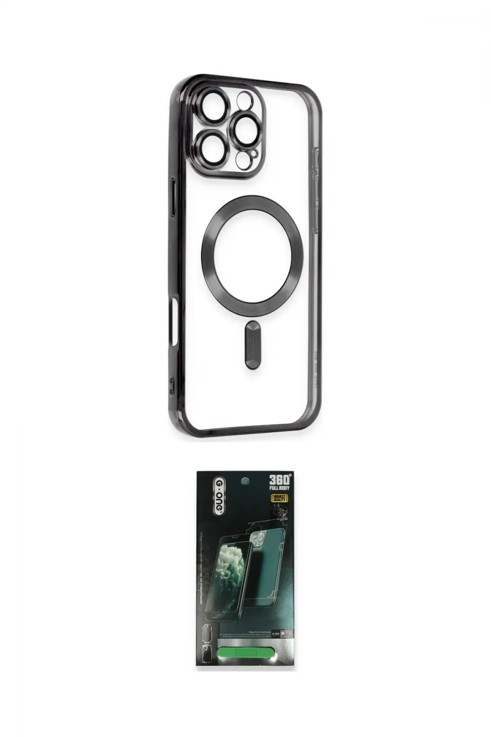ieg™ iPhone 16 Pro Max Kılıf Nova Işık Özel Seri - Siyah 360 Mat Full Body Arka Koruyucu