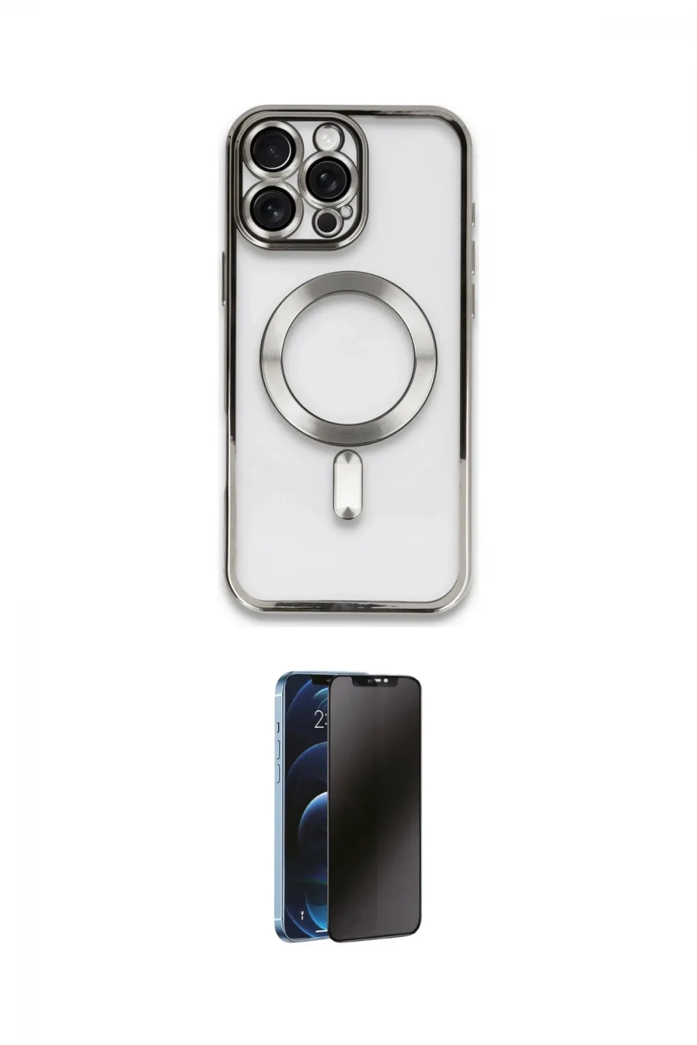 ieg™ iPhone 16 Pro Max Kılıf Nova Işık Özel Seri - Siyah 3D Antistatik Hayalet Cam Ekran Koruyucu
