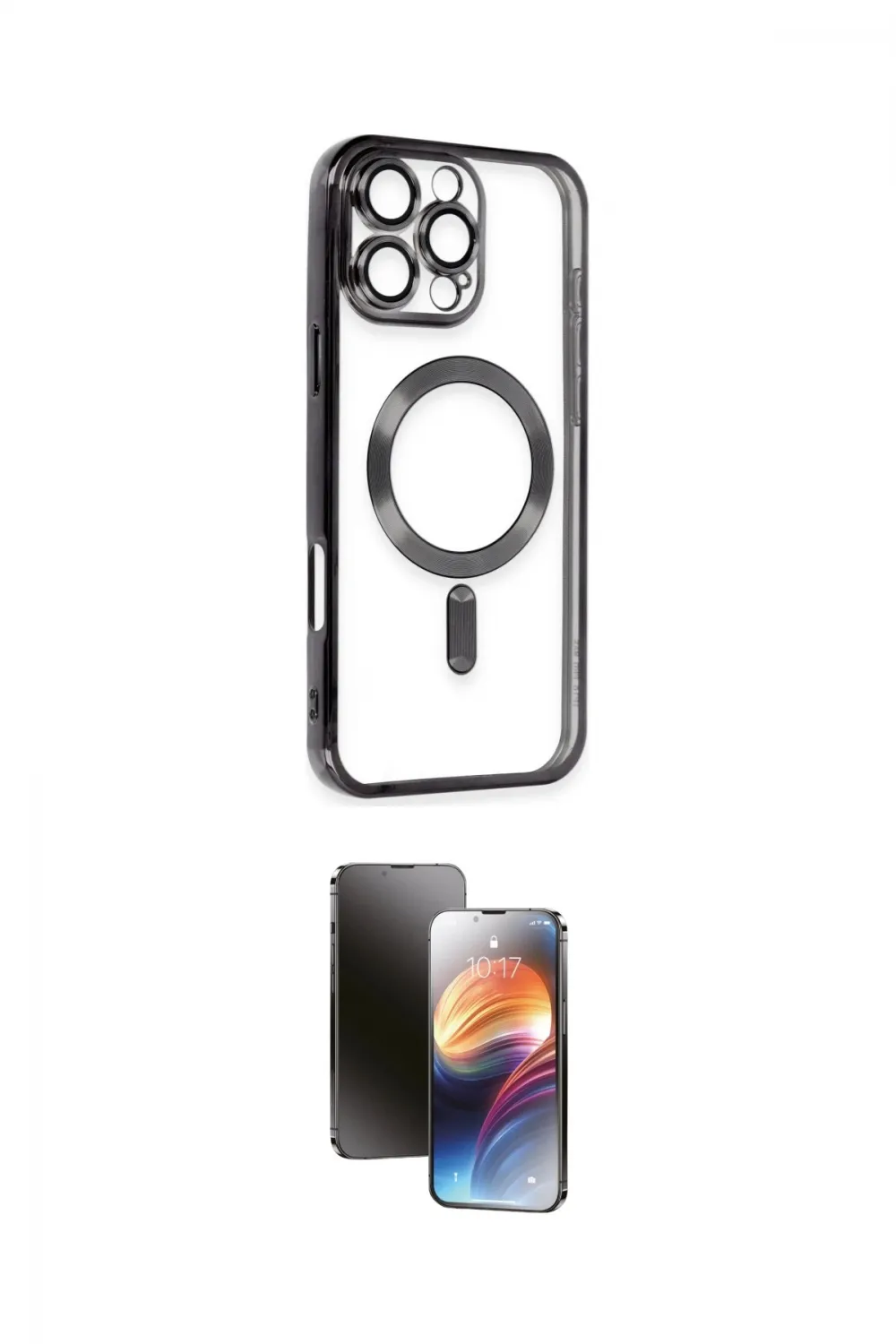ieg™ iPhone 16 Pro Max Kılıf Nova Işık Özel Seri - Siyah 3D Antistatik Mat Seramik Nano Ekran Koruyucu