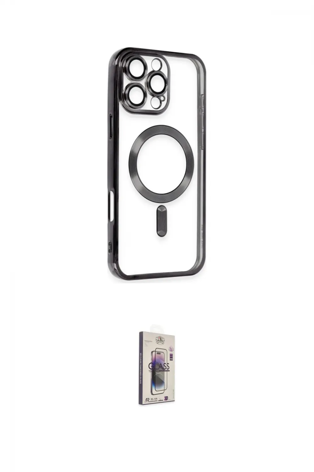 ieg™ iPhone 16 Pro Max Kılıf Nova Işık Özel Seri - Siyah Bilvis 3D Cam Ekran Koruyucu