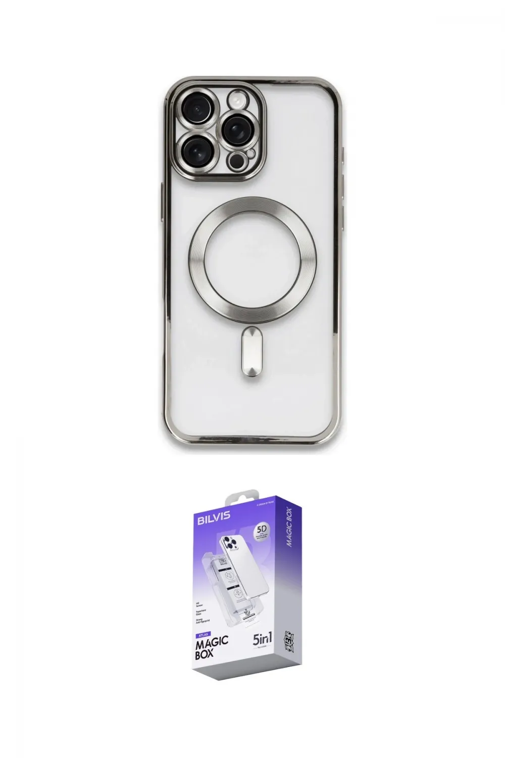 ieg™ iPhone 16 Pro Max Kılıf Nova Işık Özel Seri - Siyah Bilvis 5in1 3D Magic Cam Ekran Koruyucu