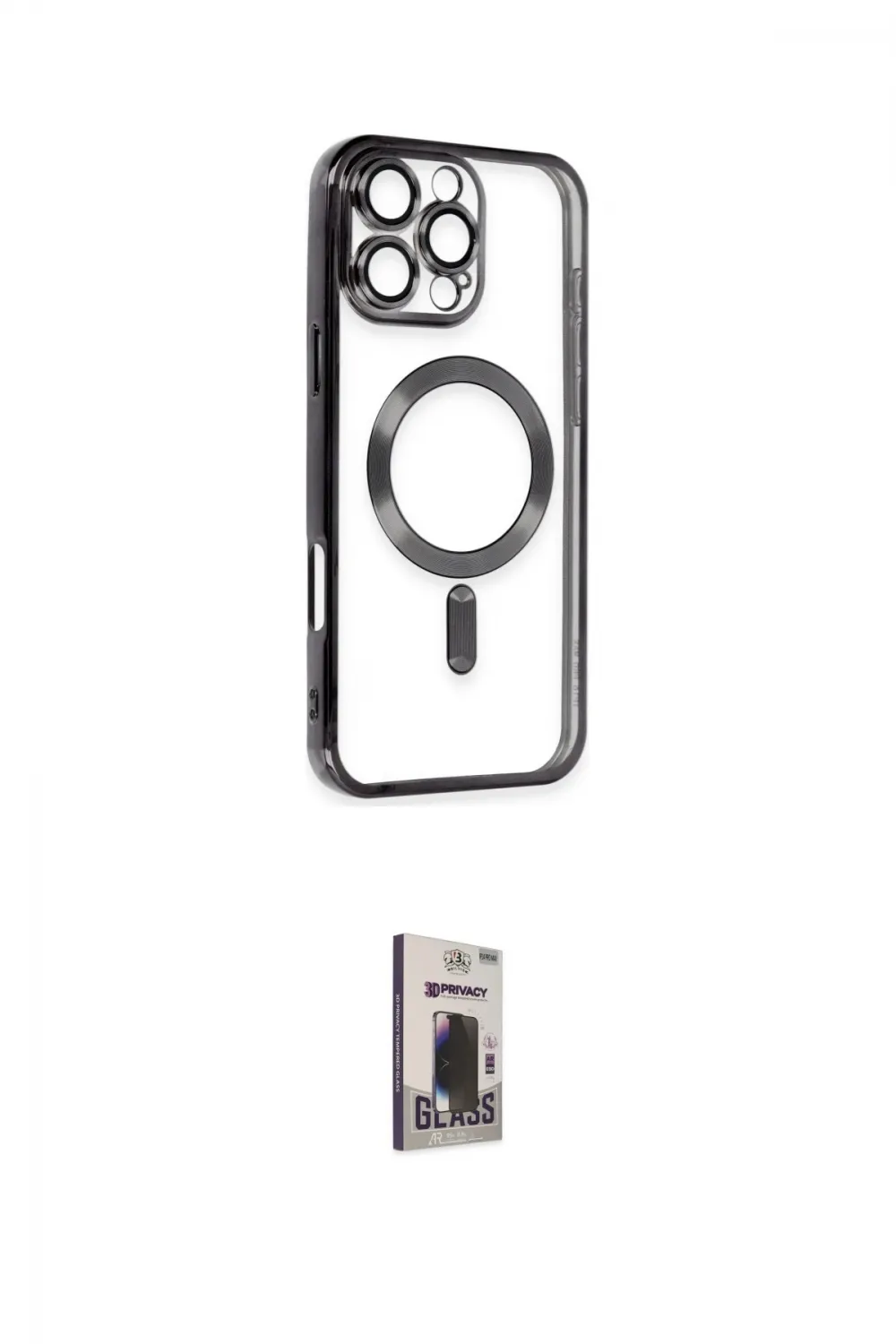 ieg™ iPhone 16 Pro Max Kılıf Nova Işık Özel Seri - Siyah Bilvis Hayalet Cam Ekran Koruyucu
