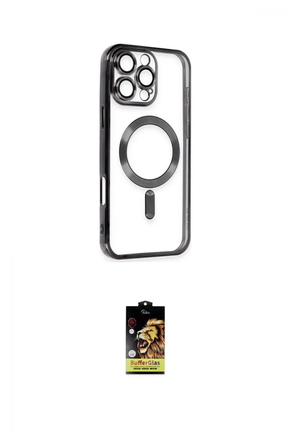 ieg™ iPhone 16 Pro Max Kılıf Nova Işık Özel Seri - Siyah Buffer Cam Ekran Koruyucu