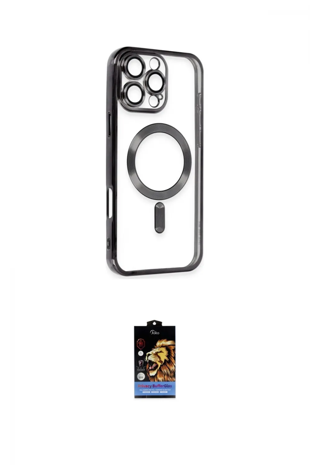 ieg™ iPhone 16 Pro Max Kılıf Nova Işık Özel Seri - Siyah Buffer Hayalet Cam Ekran Koruyucu