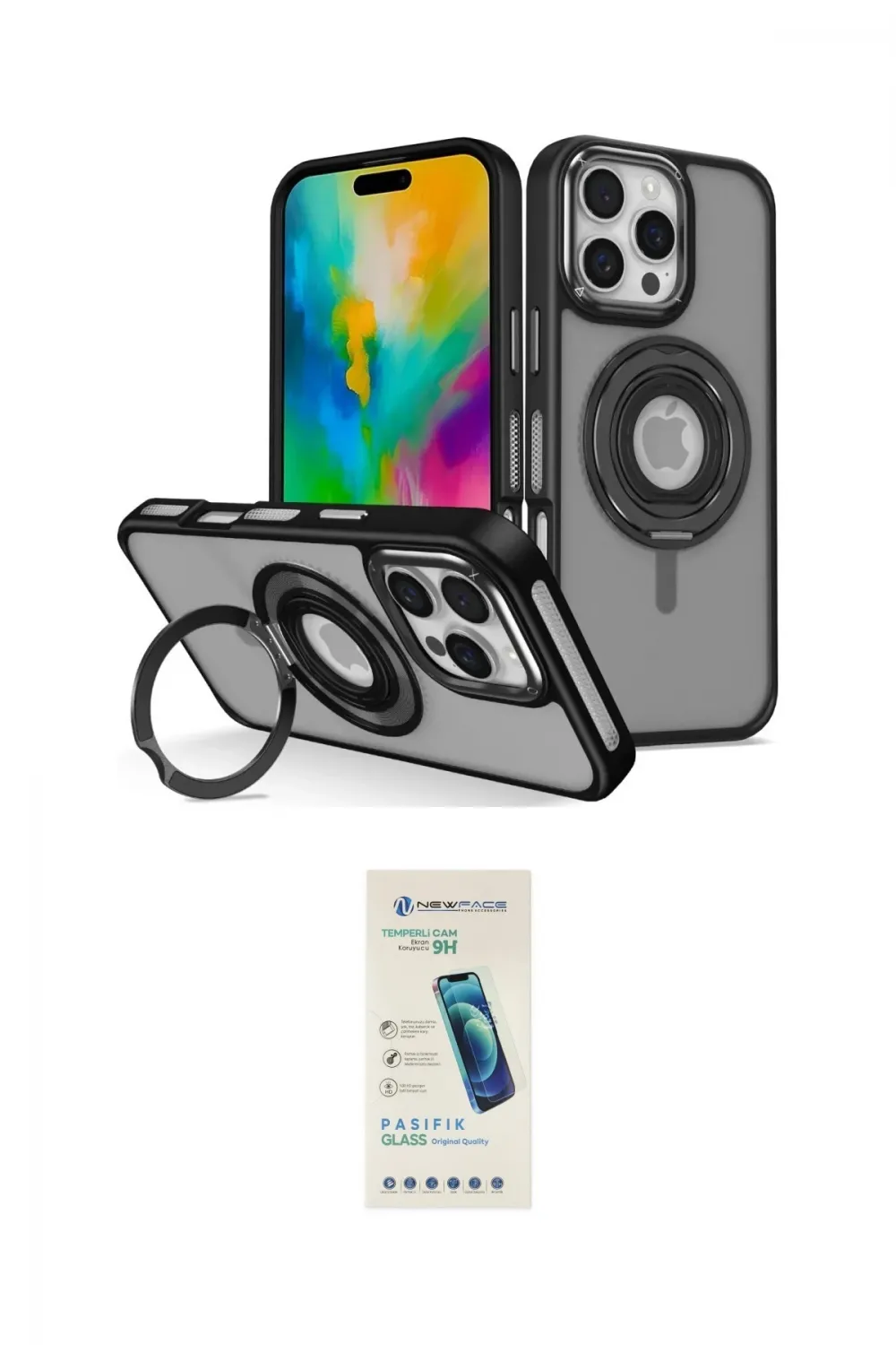 ieg™ iPhone 16 Pro Max Kılıf Nova Minimal Serisi - Şeffaf Pasifik Cam Ekran Koruyucu