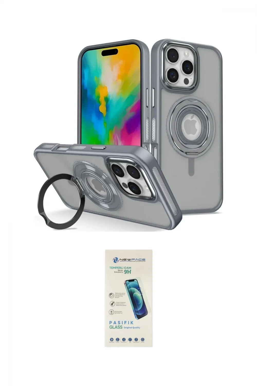 ieg™ iPhone 16 Pro Max Kılıf Nova Minimal Serisi - Şeffaf Pasifik Cam Ekran Koruyucu