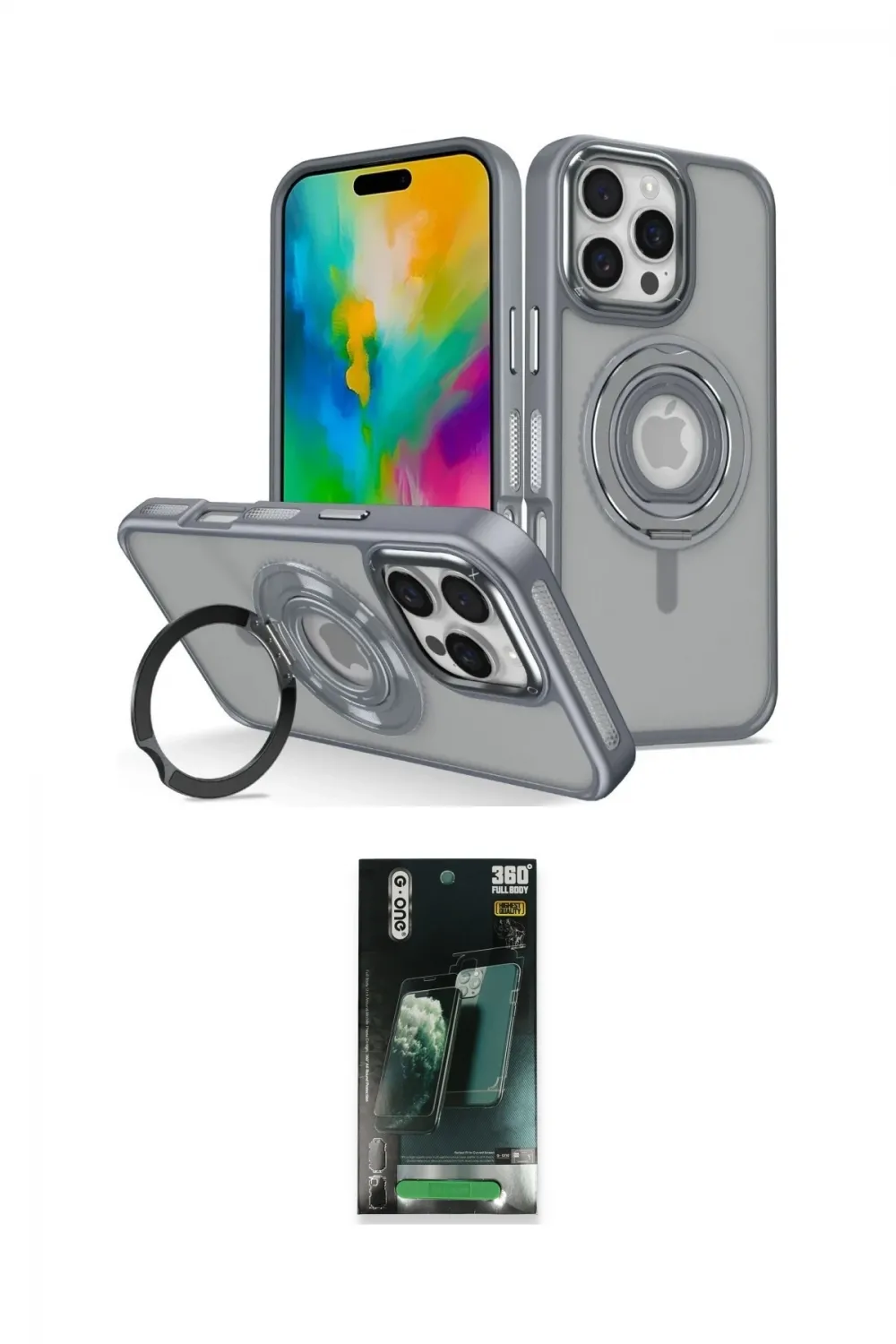 ieg™ iPhone 16 Pro Max Kılıf Nova Minimal Serisi - Siyah 360 Mat Full Body Arka Koruyucu