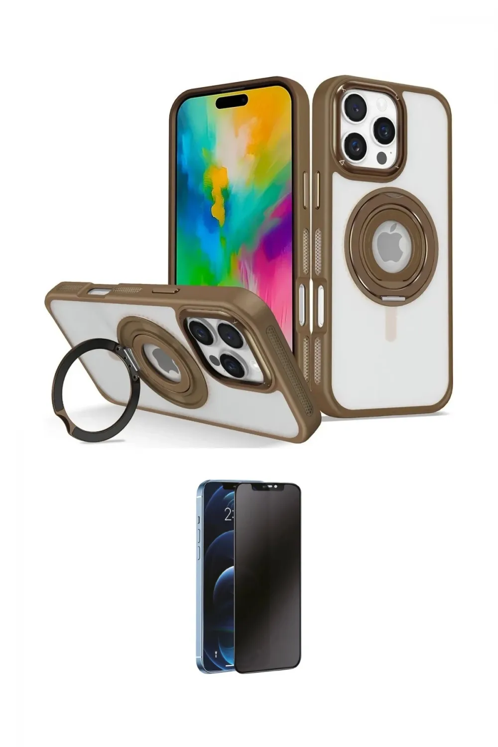ieg™ iPhone 16 Pro Max Kılıf Nova Minimal Serisi - Siyah 3D Antistatik Hayalet Cam Ekran Koruyucu