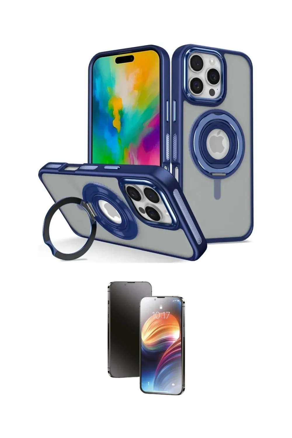 ieg™ iPhone 16 Pro Max Kılıf Nova Minimal Serisi - Siyah 3D Antistatik Mat Seramik Nano Ekran Koruyucu