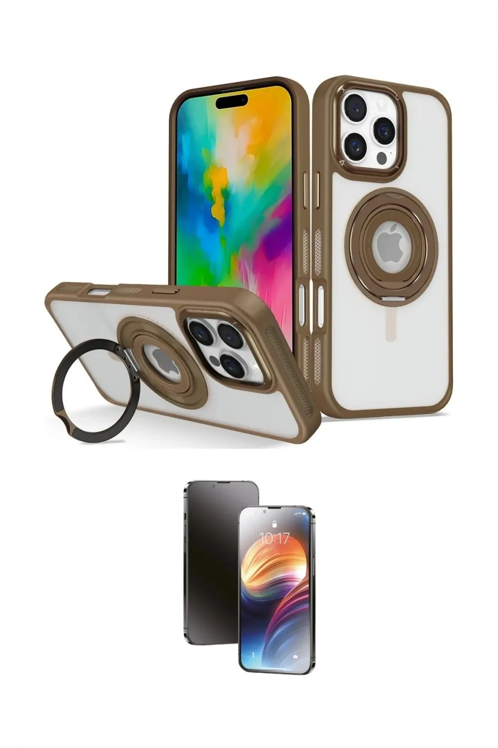 ieg™ iPhone 16 Pro Max Kılıf Nova Minimal Serisi - Siyah 3D Antistatik Mat Seramik Nano Ekran Koruyucu