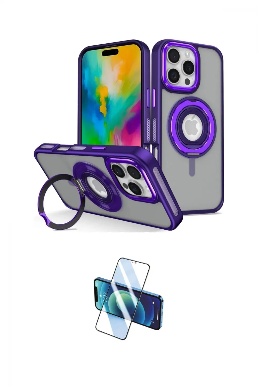 ieg™ iPhone 16 Pro Max Kılıf Nova Minimal Serisi - Siyah 3D Antistatik Seramik Nano Ekran Koruyucu