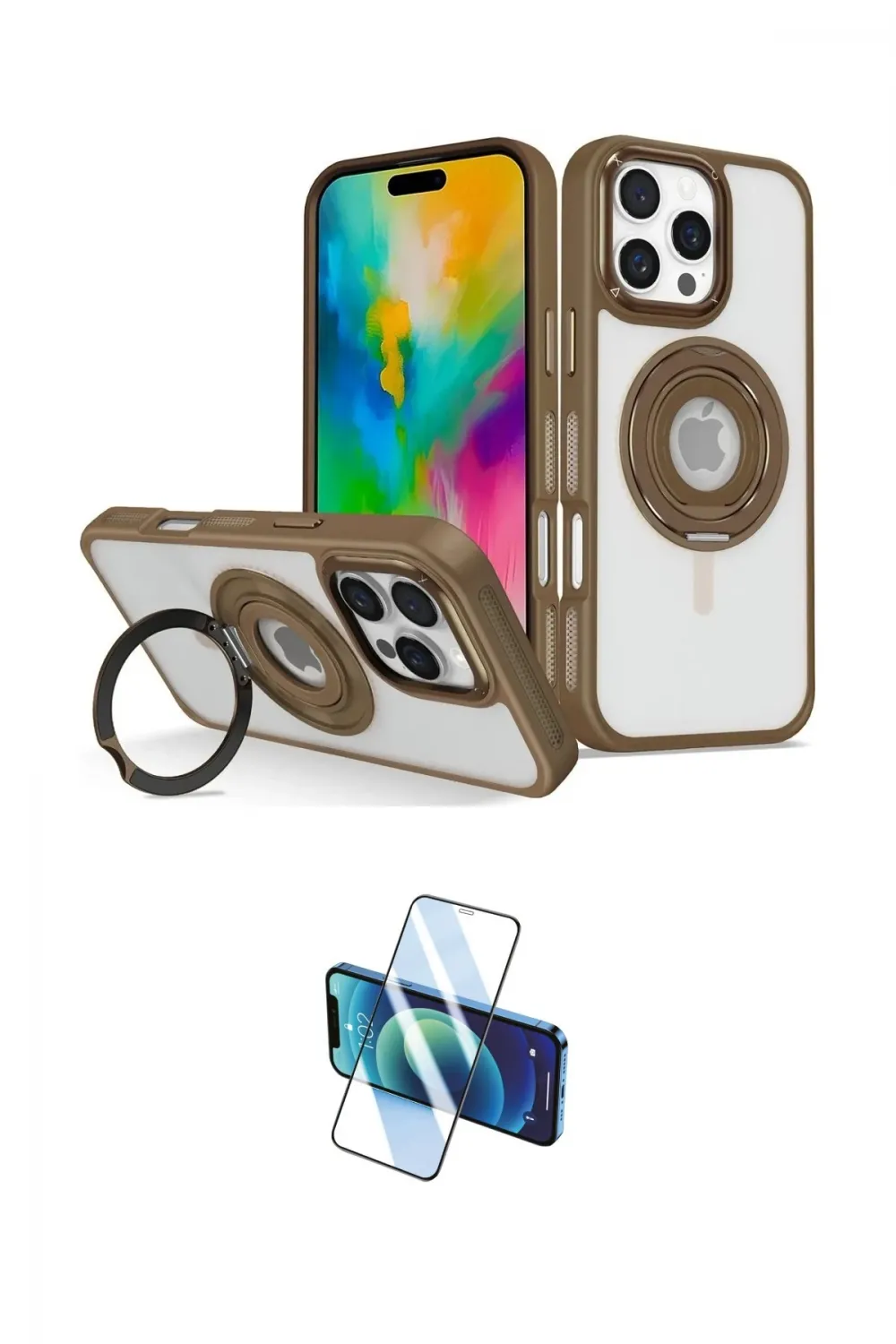 ieg™ iPhone 16 Pro Max Kılıf Nova Minimal Serisi - Siyah 3D Antistatik Seramik Nano Ekran Koruyucu