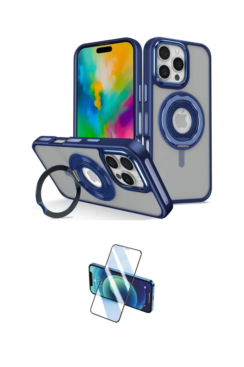 ieg™ iPhone 16 Pro Max Kılıf Nova Minimal Serisi - Siyah 3D Antistatik Seramik Nano Ekran Koruyucu