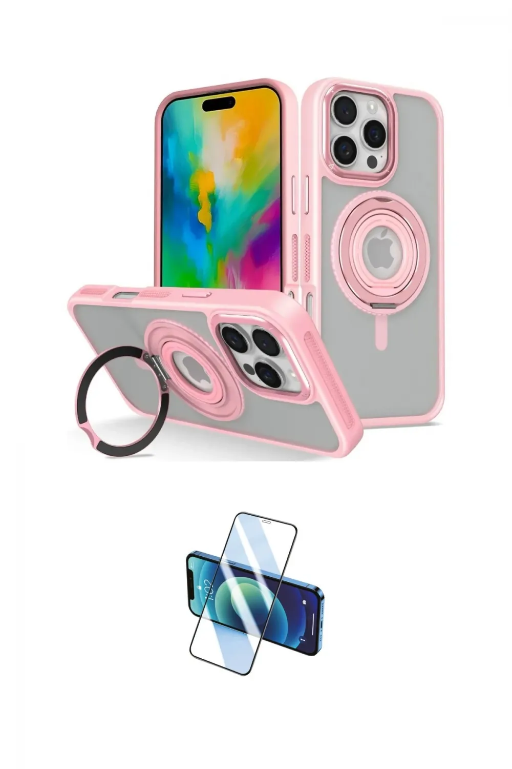 ieg™ iPhone 16 Pro Max Kılıf Nova Minimal Serisi - Siyah 3D Antistatik Seramik Nano Ekran Koruyucu