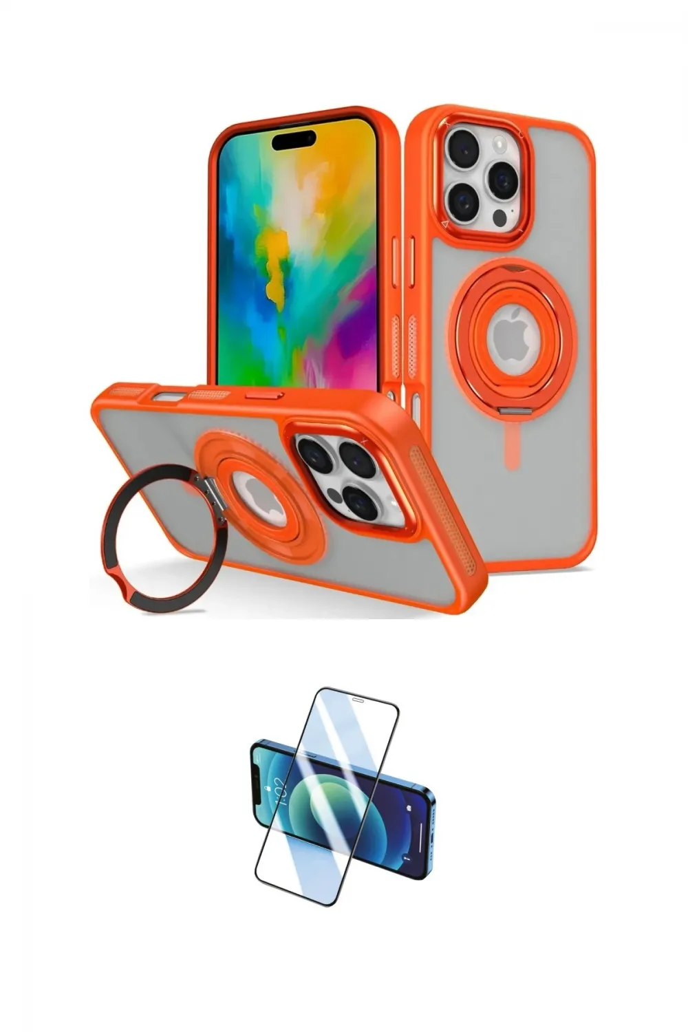 ieg™ iPhone 16 Pro Max Kılıf Nova Minimal Serisi - Siyah 3D Antistatik Seramik Nano Ekran Koruyucu