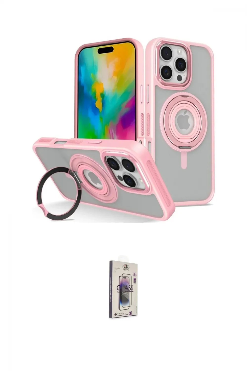 ieg™ iPhone 16 Pro Max Kılıf Nova Minimal Serisi - Siyah Bilvis 3D Cam Ekran Koruyucu