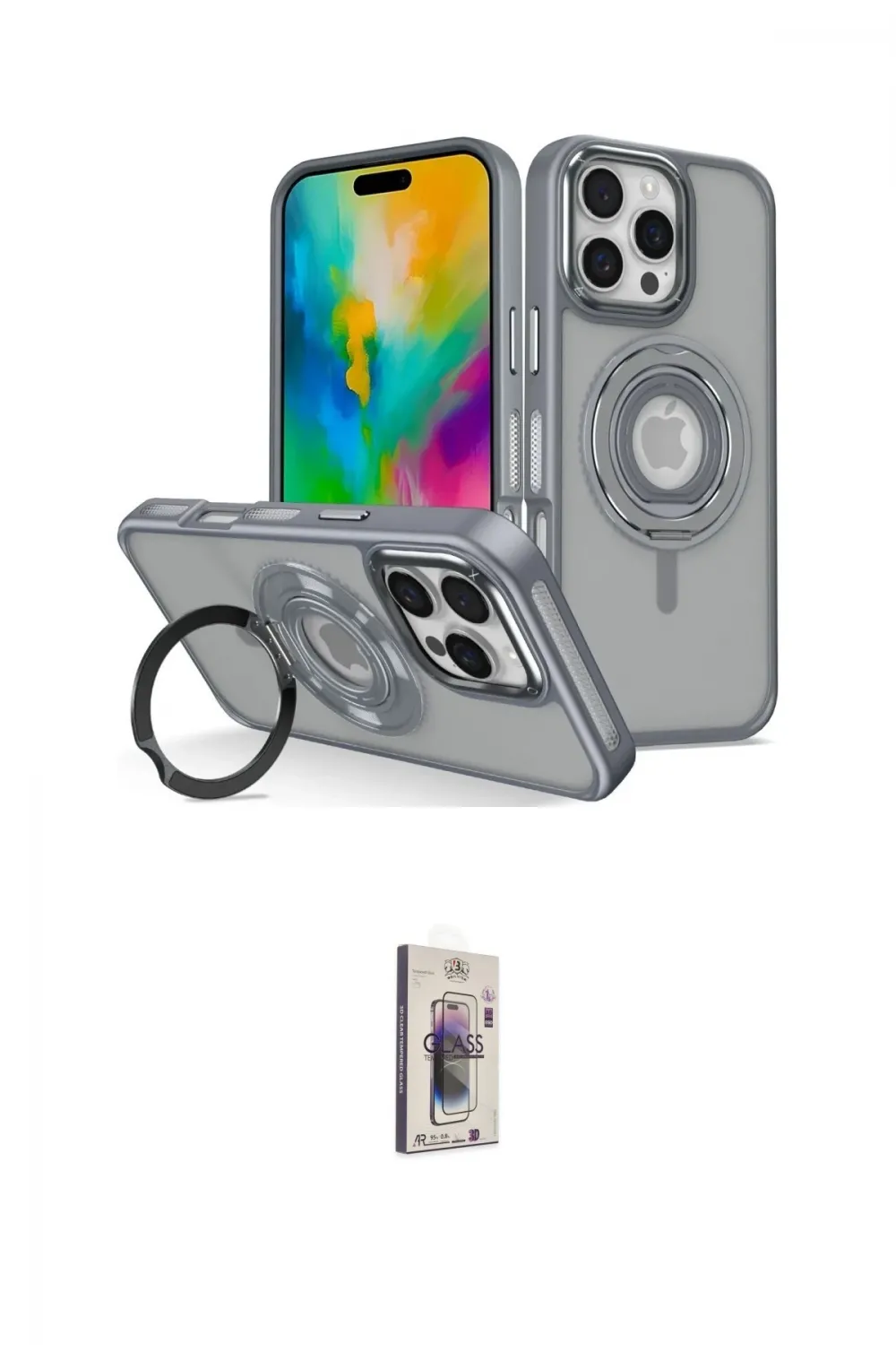 ieg™ iPhone 16 Pro Max Kılıf Nova Minimal Serisi - Siyah Bilvis 3D Cam Ekran Koruyucu