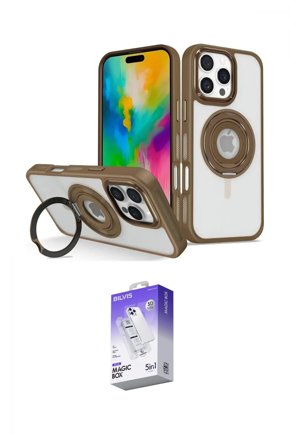 ieg™ iPhone 16 Pro Max Kılıf Nova Minimal Serisi - Siyah Bilvis 5in1 3D Magic Cam Ekran Koruyucu