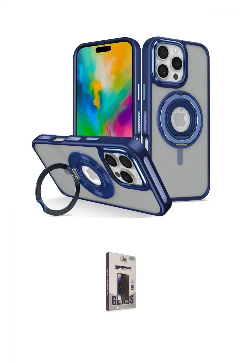 ieg™ iPhone 16 Pro Max Kılıf Nova Minimal Serisi - Siyah Bilvis Hayalet Cam Ekran Koruyucu