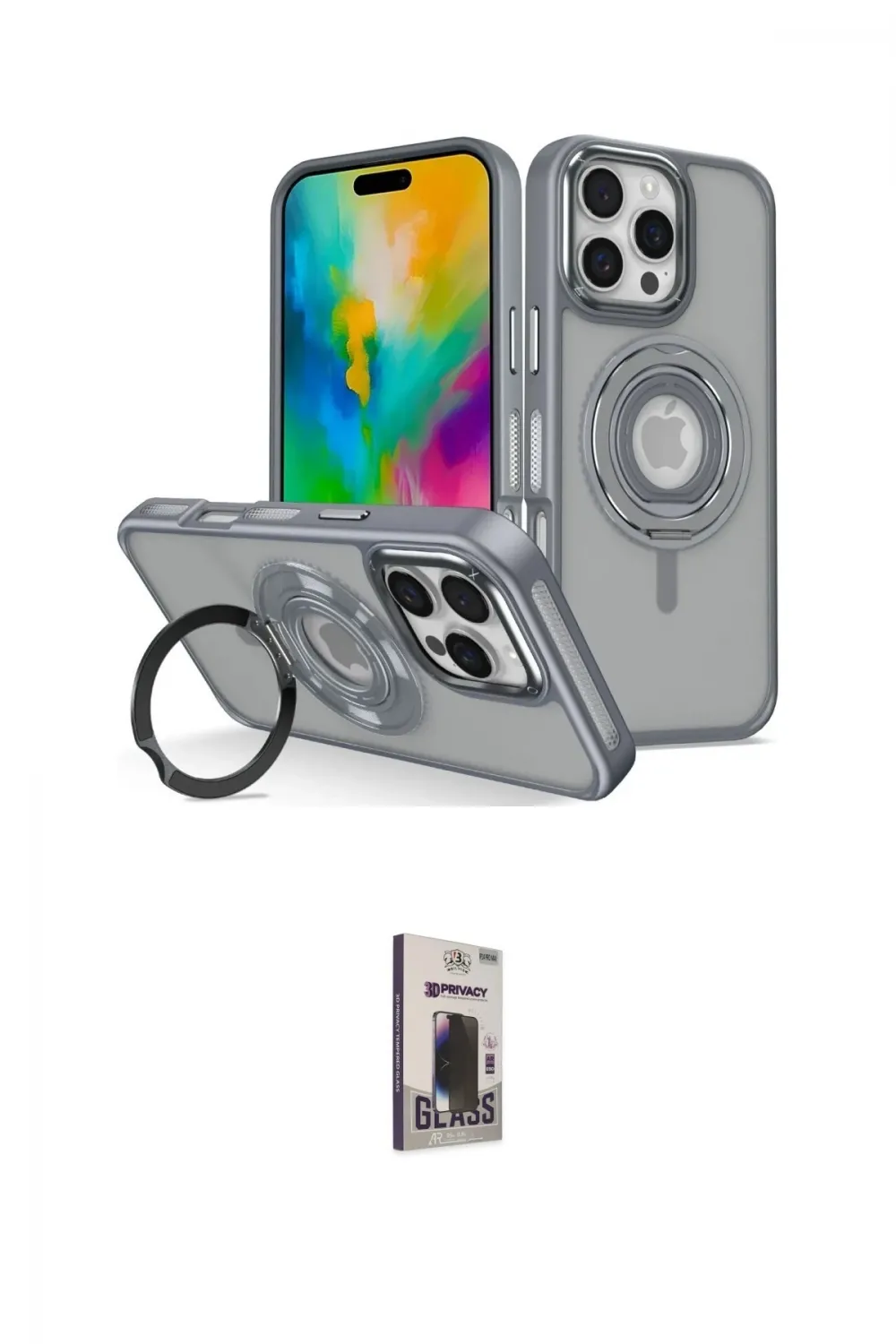 ieg™ iPhone 16 Pro Max Kılıf Nova Minimal Serisi - Siyah Bilvis Hayalet Cam Ekran Koruyucu
