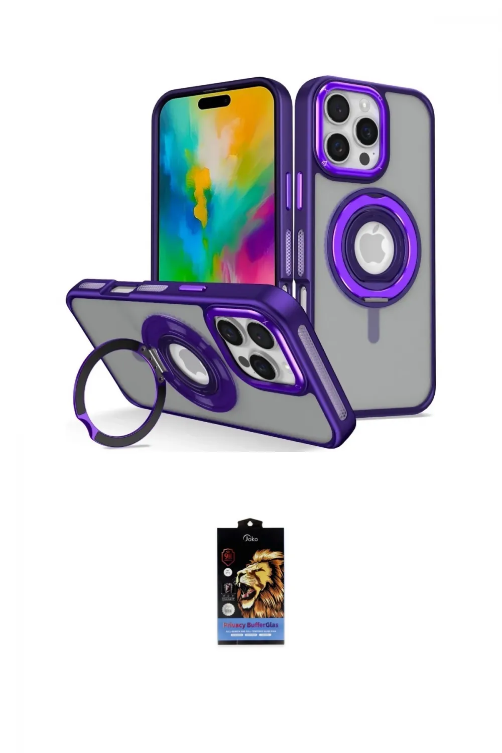 ieg™ iPhone 16 Pro Max Kılıf Nova Minimal Serisi - Siyah Buffer Hayalet Cam Ekran Koruyucu