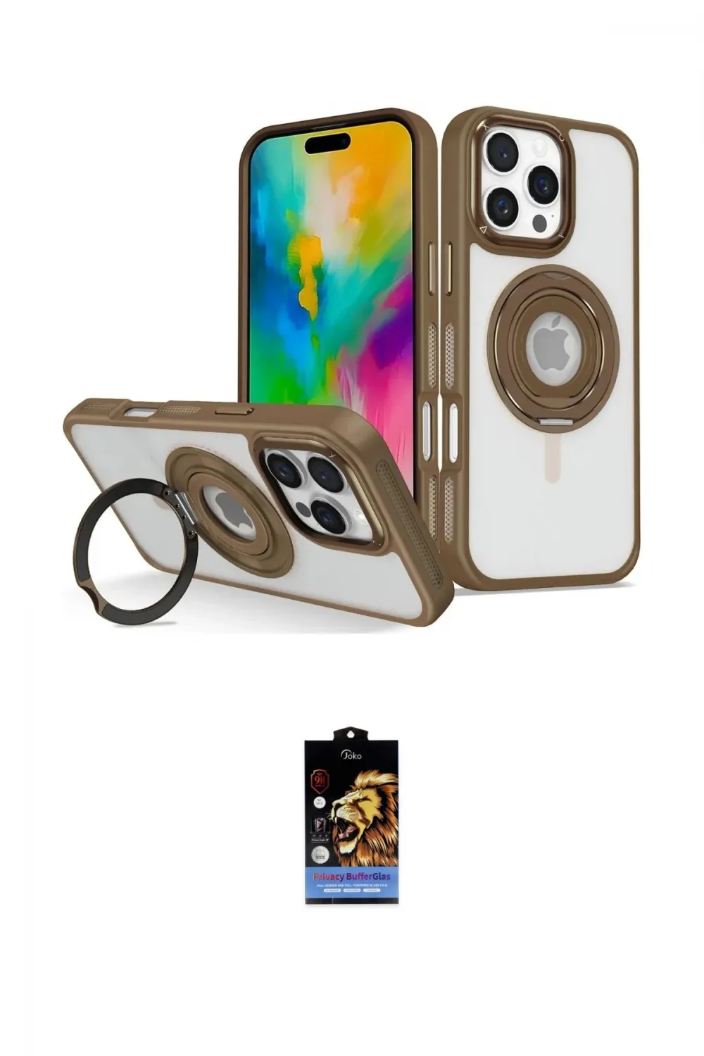 ieg™ iPhone 16 Pro Max Kılıf Nova Minimal Serisi - Siyah Buffer Hayalet Cam Ekran Koruyucu