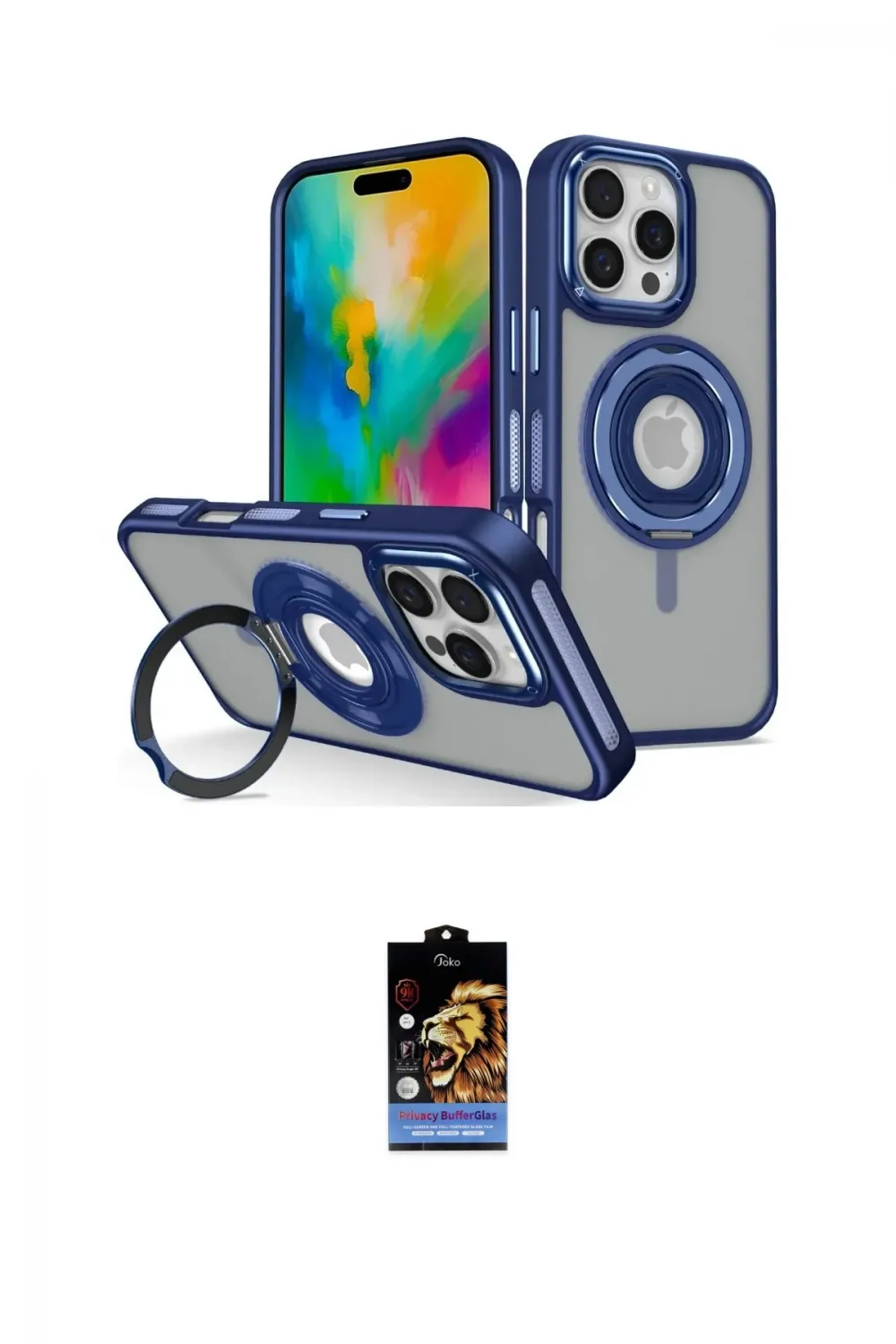 ieg™ iPhone 16 Pro Max Kılıf Nova Minimal Serisi - Siyah Buffer Hayalet Cam Ekran Koruyucu