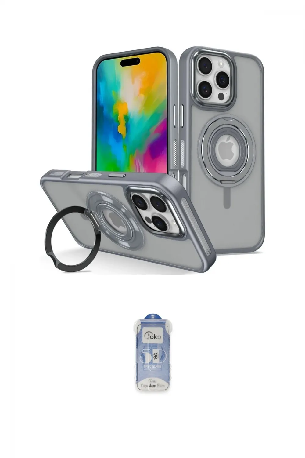ieg™ iPhone 16 Pro Max Kılıf Nova Minimal Serisi - Siyah Joko Magic 5D Cam