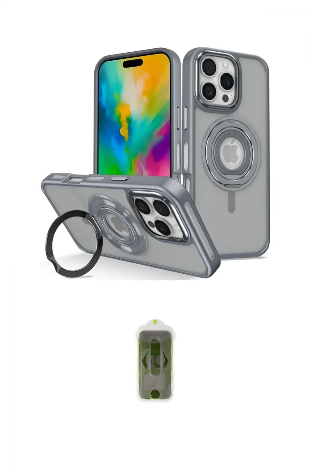 ieg™ iPhone 16 Pro Max Kılıf Nova Minimal Serisi - Siyah Joko Magic 5D Hayalet Cam