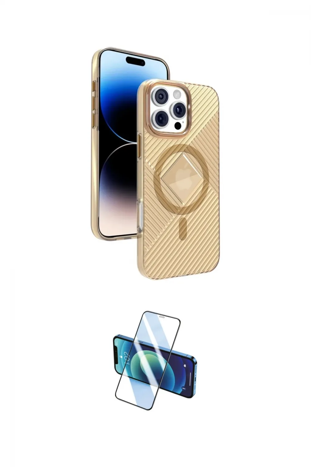 ieg™ iPhone 16 Pro Max Kılıf Nova Modern Prime - Siyah 3D Antistatik Cam Ekran Koruyucu
