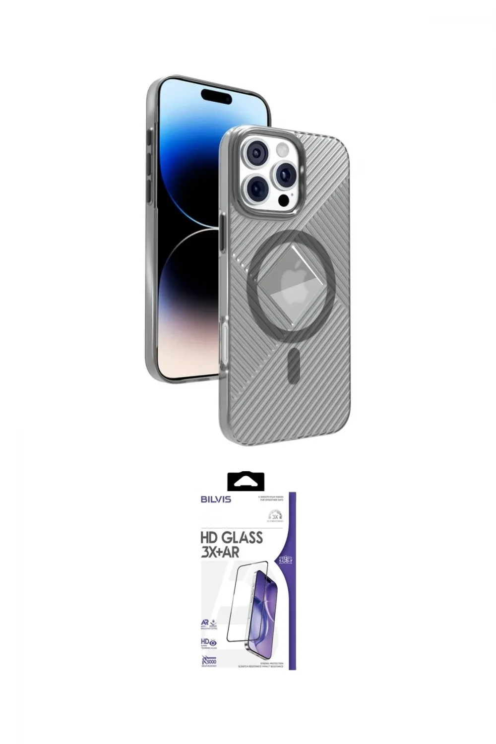 ieg™ iPhone 16 Pro Max Kılıf Nova Modern Prime - Siyah Bilvis 3X AR HD Cam Ekran Koruyucu