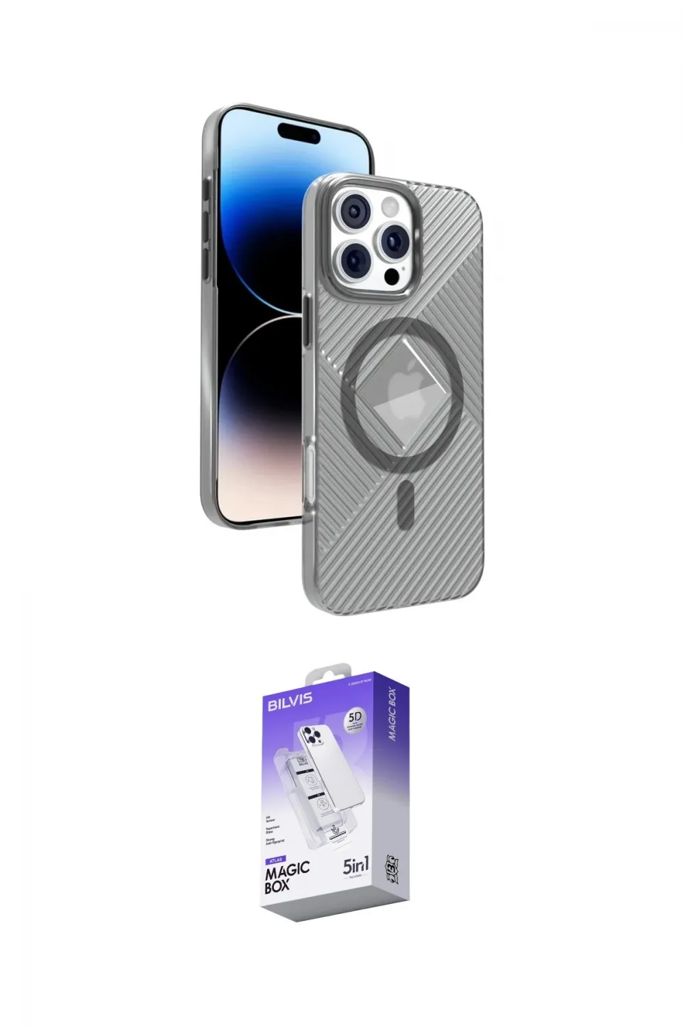 ieg™ iPhone 16 Pro Max Kılıf Nova Modern Prime - Siyah Bilvis 5in1 3D Magic Cam Ekran Koruyucu