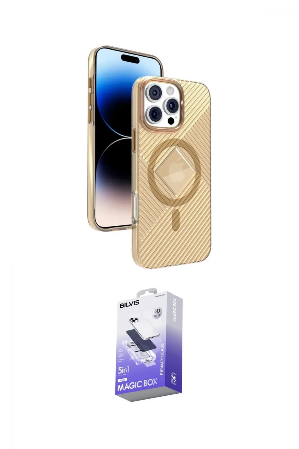 ieg™ iPhone 16 Pro Max Kılıf Nova Modern Prime - Siyah Bilvis 5in1 5D Magic Hayalet Cam Ekran Koruyucu