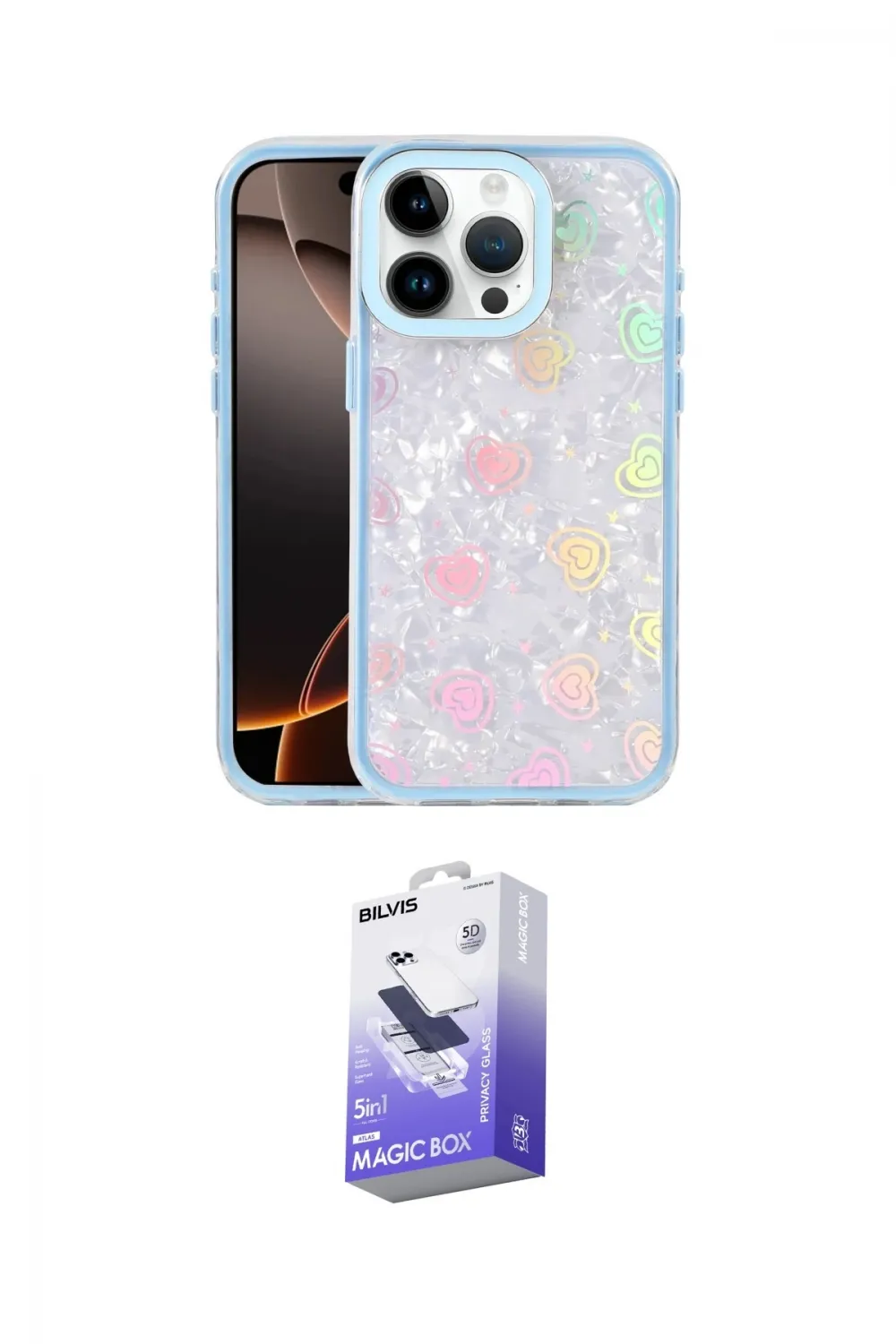 ieg™ iPhone 16 Pro Max Kılıf Odak Prime - Siyah Bilvis 5in1 5D Magic Hayalet Cam Ekran Koruyucu