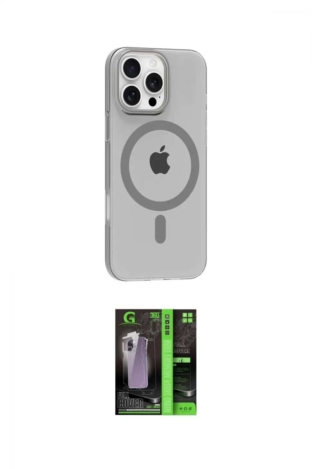ieg™ iPhone 16 Pro Max Kılıf Pusula Form Özel Seri - Şeffaf 360 Full Body Arka Koruyucu