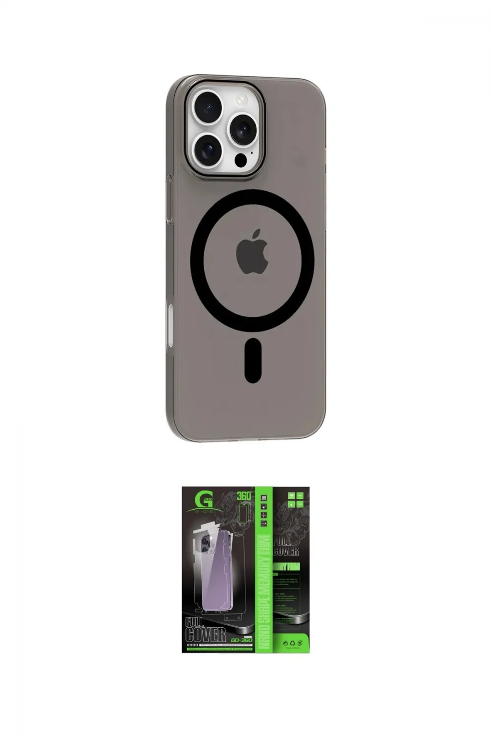 ieg™ iPhone 16 Pro Max Kılıf Pusula Form Özel Seri - Şeffaf 360 Full Body Arka Koruyucu