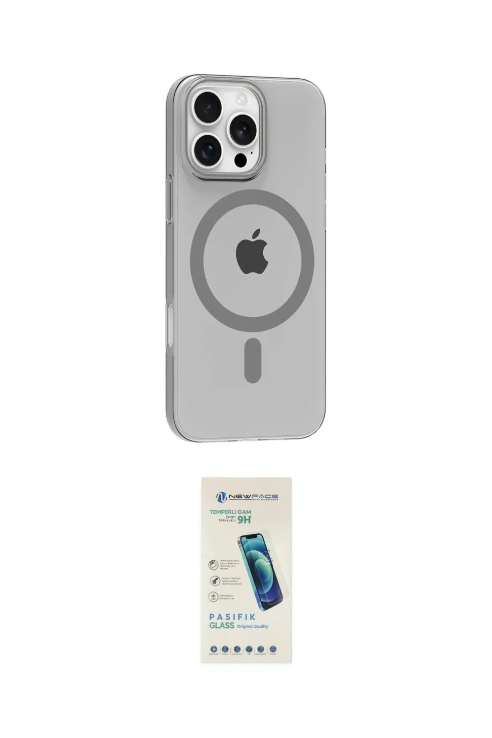 ieg™ iPhone 16 Pro Max Kılıf Pusula Form Özel Seri - Şeffaf Pasifik Cam Ekran Koruyucu