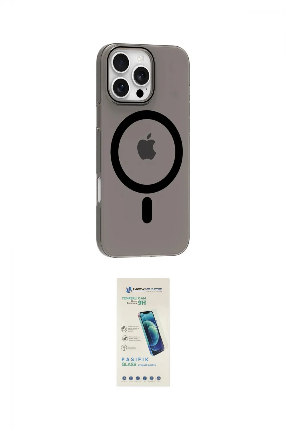 ieg™ iPhone 16 Pro Max Kılıf Pusula Form Özel Seri - Şeffaf Pasifik Cam Ekran Koruyucu